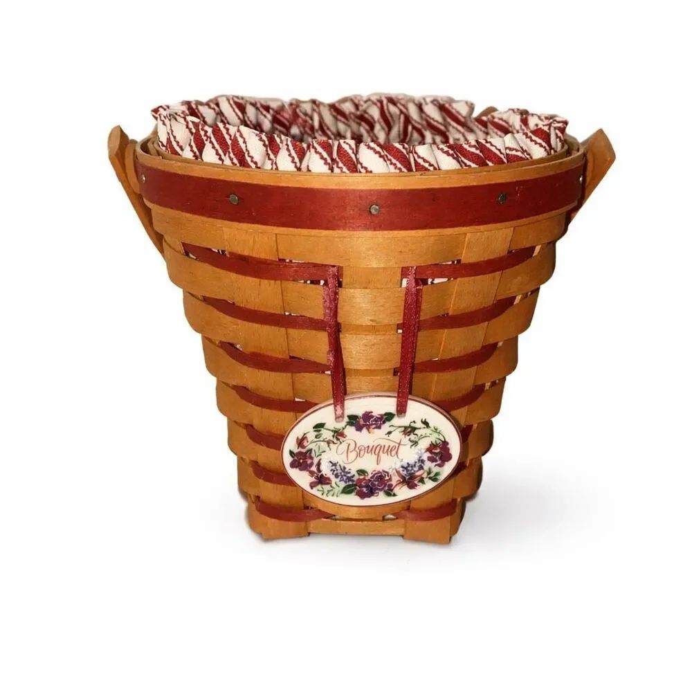 Longaberger 1996 Sweetheart Bouquet Basket Combo Protector Liner & Tie-On - Picture 2 of 9